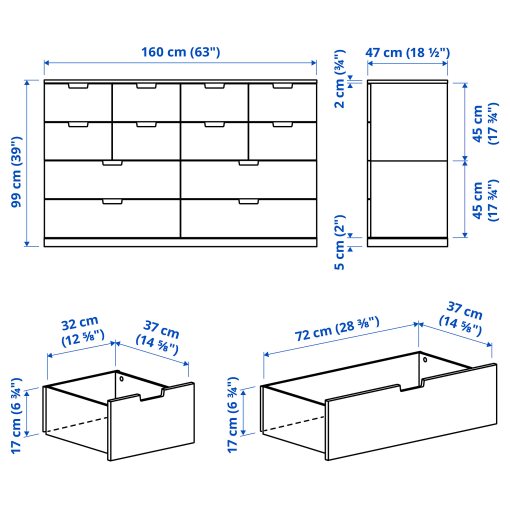 NORDLI, συρταριέρα με 12 συρτάρια, 160X99 cm, 592.394.91