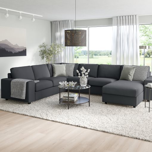 VIMLE, corner sofa, 5-seat with chaise longue with wide armrests, 594.018.21