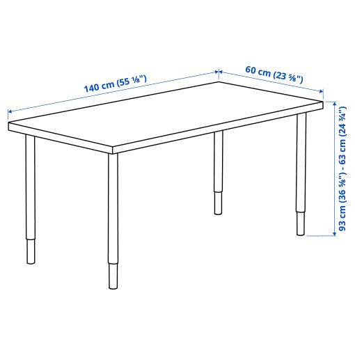 MALSKYTT/OLOV, desk, 140x60 cm, 594.177.56