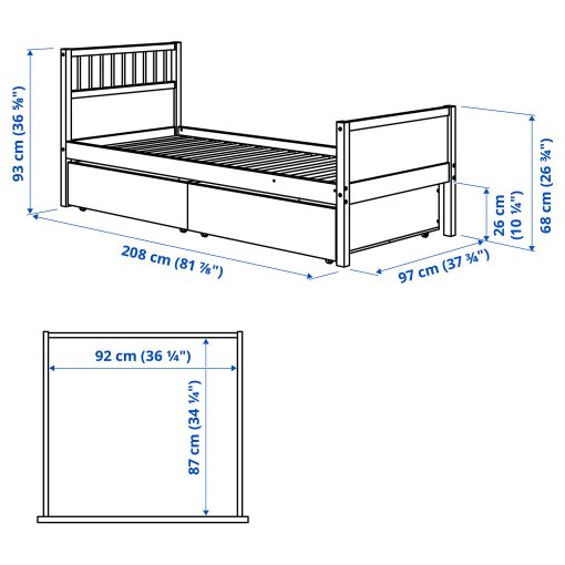 SAMLA, bed frame with storage, 90x200 cm, 594.441.42