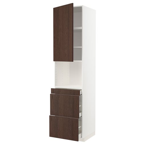 METOD, high cabinet for microwave combi with door/3 drawers, 60x60x240 cm, 594.598.45
