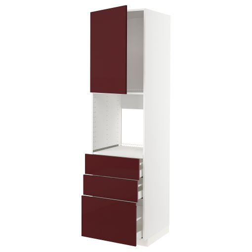 METOD, high cabinet for oven with door/3 drawers, 60x60x220 cm, 594.613.44