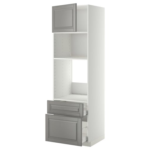 METOD, high cabinet for oven/microwave with door/2 drawers, 60x60x200 cm, 594.663.70