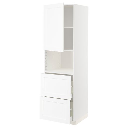 METOD, high cabinet for microwave with door/2 drawers, 60x60x200 cm, 594.733.56