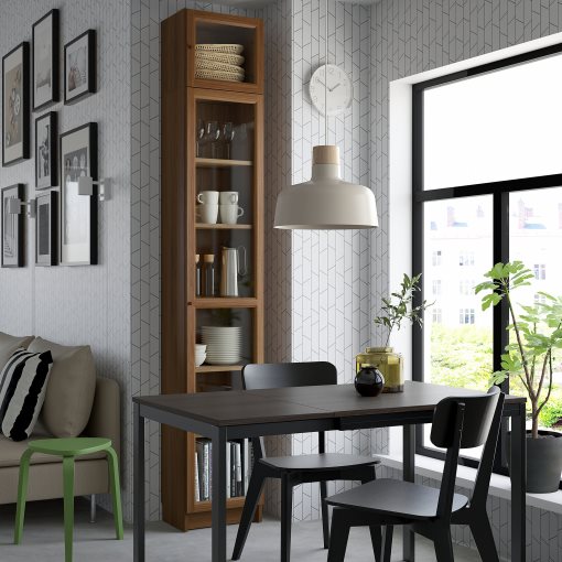 BILLY/OXBERG, bookcase with glass doors/height extension unit, 40x30x237 cm, 594.833.60