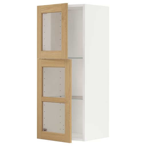 METOD, wall cabinet with shelves/2 glass doors, 40x100 cm, 595.093.60