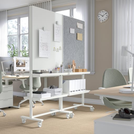 MITTZON, frame with castors/whiteboard/display shelf/cable box, 85x205 cm, 595.146.82