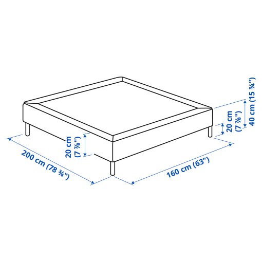 LYNGOR, slatted mattress base with legs, 160x200 cm, 595.544.18