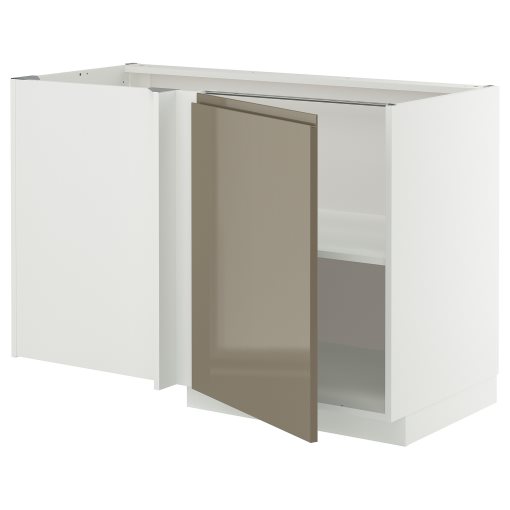 METOD, corner base cabinet with shelf, 128x68 cm, 595.767.31