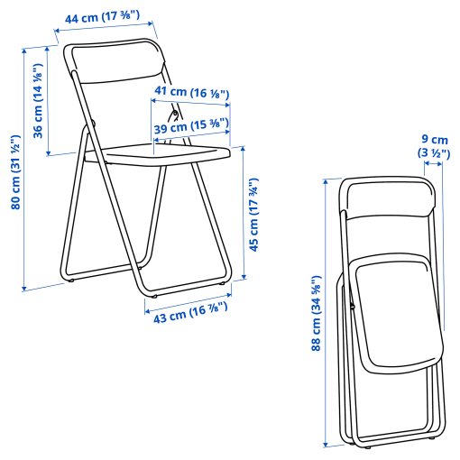 VIHALS, gateleg table and 2 folding chairs, 39/95/151x90 cm, 595.902.56
