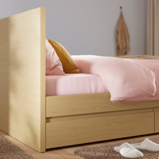 STORKLINTA, bed frame with 4 storage boxes, 160x200 cm, 596.308.51