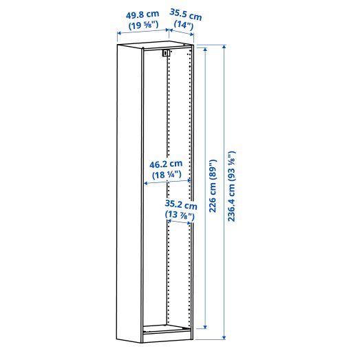 PAX, σκελετός ντουλάπας, 50x35x236 cm, 604.582.13