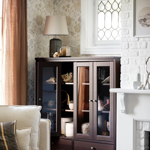 IDANÄS, ντουλάπι με διπλές γυάλινες πόρτες, 121x50x135 cm, 604.960.31