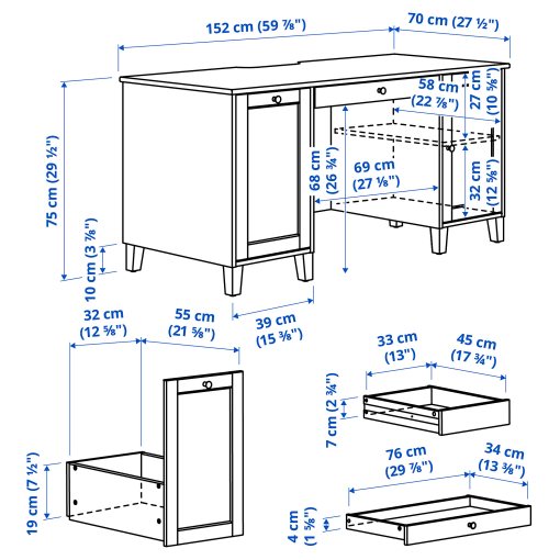 IDANÄS, γραφείο, 152x70 cm, 605.141.53