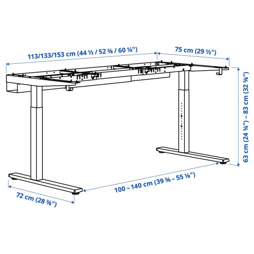 MITTZON, underframe for desk, 120/140/160x80 cm, 605.279.09