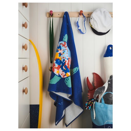 BLÅVINGAD, bath towel/turtle pattern, 70x140 cm, 605.340.66