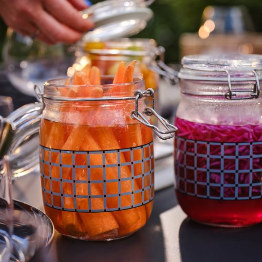 KORKEN, jar with lid/check pattern, 1 l, 605.646.85