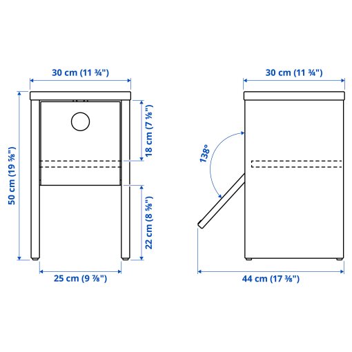 IKEA PS 2026, κομοδίνο με πτυσσόμενη πόρτα, 30x30x50 cm, 606.199.42