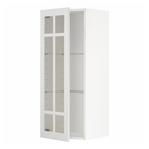 METOD, wall cabinet w shelves/glass door, 694.610.70
