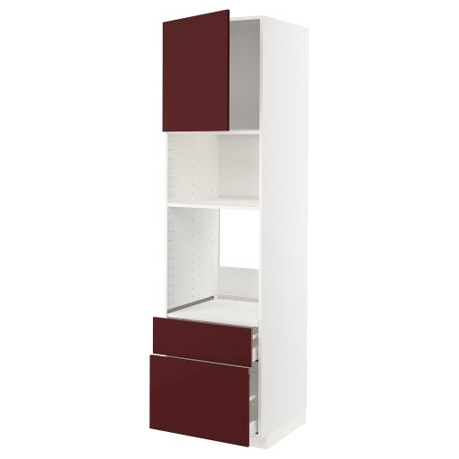 METOD, high cabinet for oven/microwave with door/2 drawers, 60x60x220 cm, 694.615.84