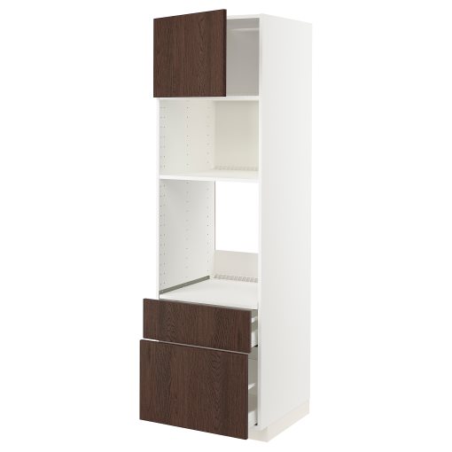 METOD, high cabinet for oven/microwave with door/2 drawers, 60x60x200 cm, 694.647.90