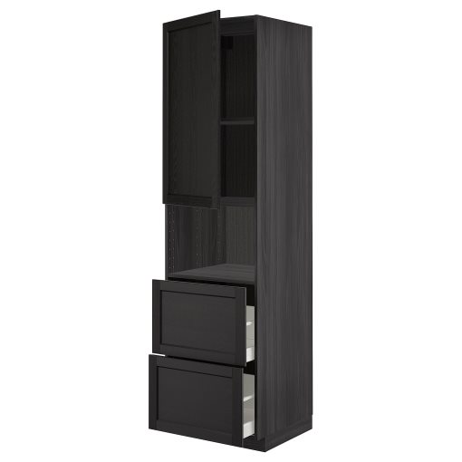 METOD/MAXIMERA, high cabinet for microwave with door/2 drawers, 60x60x220 cm, 694.661.24