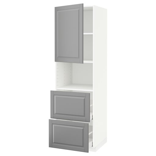 METOD, high cabinet for microwave with door/2 drawers, 60x60x200 cm, 694.691.51