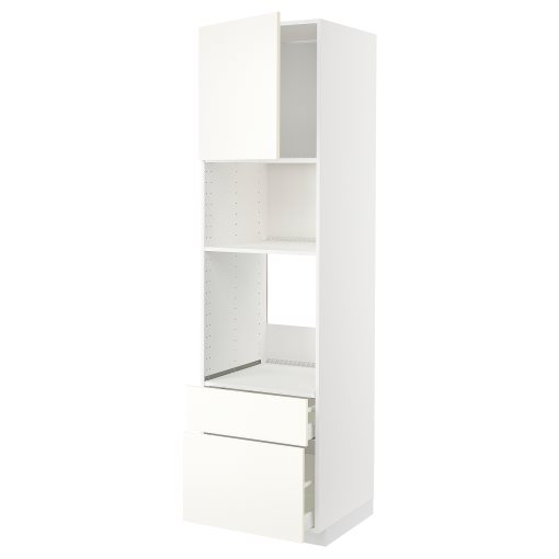 METOD, high cabinet for oven/microwave with door/2 drawers, 60x60x220 cm, 695.070.54