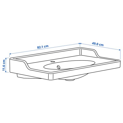RUTSJON, wash-basin with water trap, 82x49 cm, 695.167.65