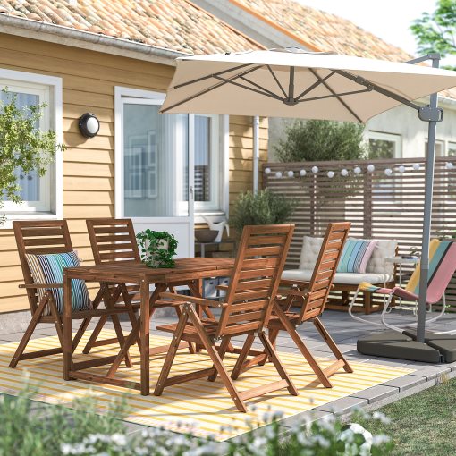 NÄMMARÖ, table with 4 reclining chairs outdoor, 140 cm, 695.443.96