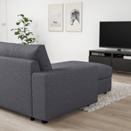 VIMLE, γωνιακός καναπές-κρεβάτι με πλατιά μπράτσα, 5 θέσεων με σεζλόνγκ, 695.452.49