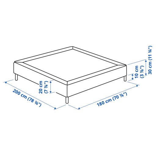 LYNGOR, slatted mattress base with legs, 180x200 cm, 695.544.65