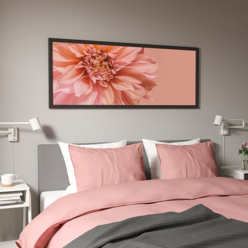BJÖRKSTA, picture with frame/flowers-in pink, 140x56 cm, 695.611.64