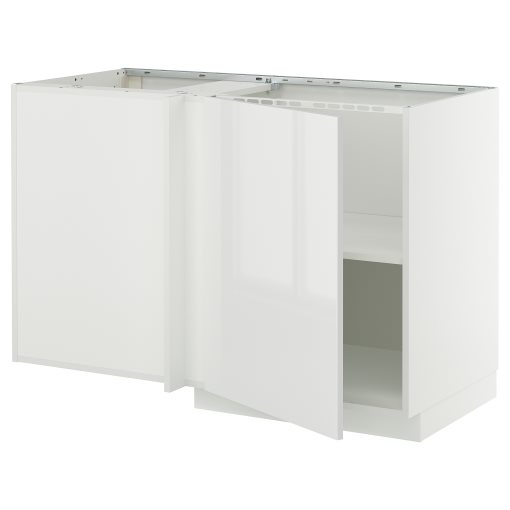 METOD, γωνιακό ντουλάπι βάσης με ράφι, 128x68 cm, 695.850.37