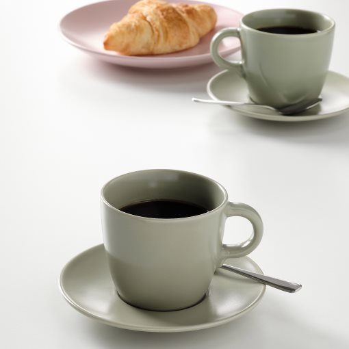 FÄRGKLAR, cup with saucer 4 pack, 25 cl, 704.781.59