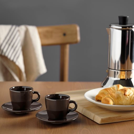 FÄRGKLAR, φλιτζάνι και πιατάκι/γυαλιστερό, 4 τεμ. 7 cl, 704.854.33