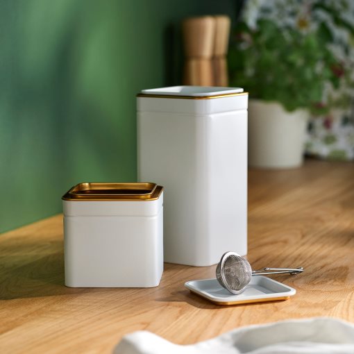 BLOMNING, tin with lid for coffee/tea, 10x10x20 cm, 706.090.23