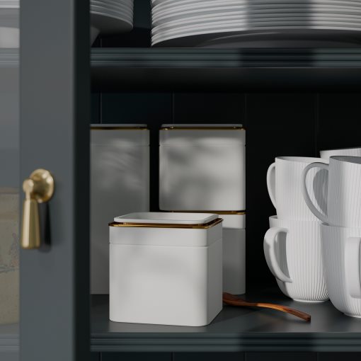 BLOMNING, tin with lid for coffee/tea, 10x10x20 cm, 706.090.23