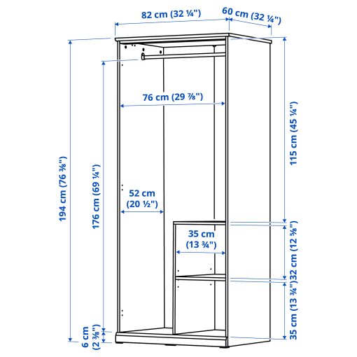 FÅGELFJÄLLET, wardrobe with 2 doors, 82x60x194 cm, 706.116.29