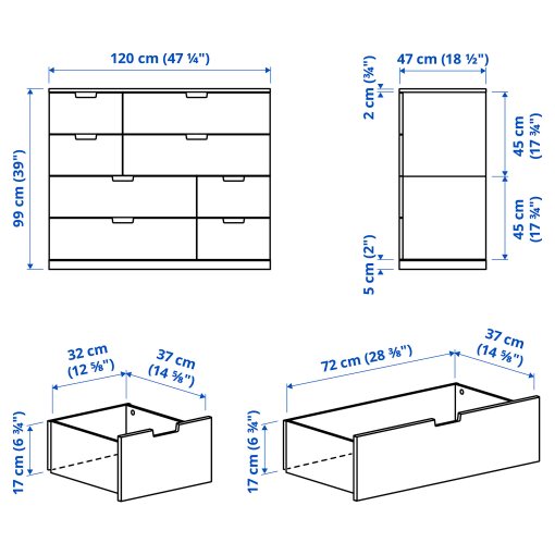 NORDLI, συρταριέρα με 8 συρτάρια, 120X99 cm, 792.395.03