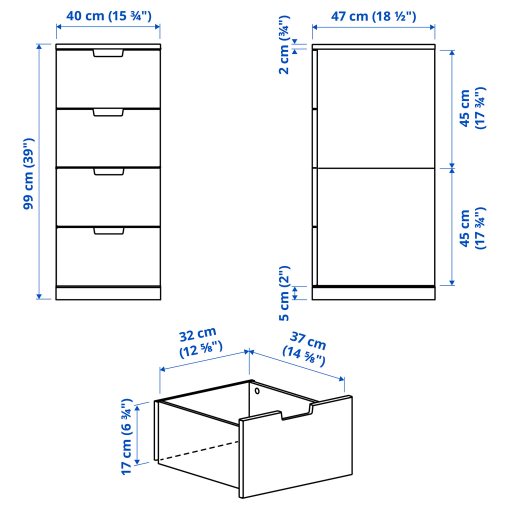 NORDLI, συρταριέρα με 4 συρτάρια, 40X99 cm, 792.398.43
