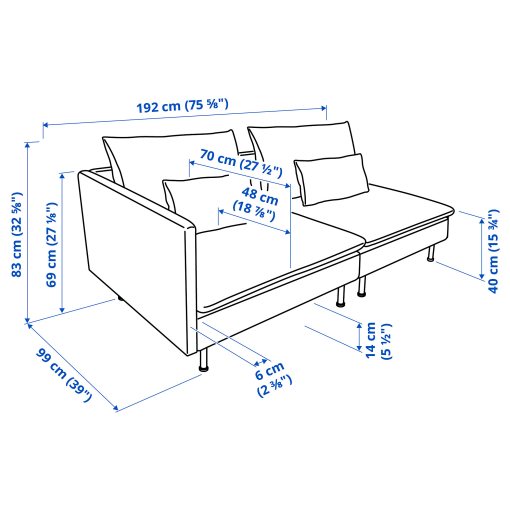 SÖDERHAMN, 3-seat sofa with open end, 794.496.95