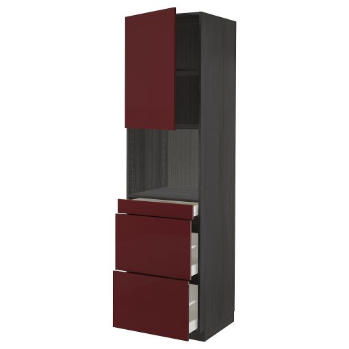 METOD/MAXIMERA, ψηλό ντουλάπι για φούρνο μικρoκυμάτων με αερόθερμο/πόρτα/3 συρτάρια, 60x60x220 cm, 794.638.89