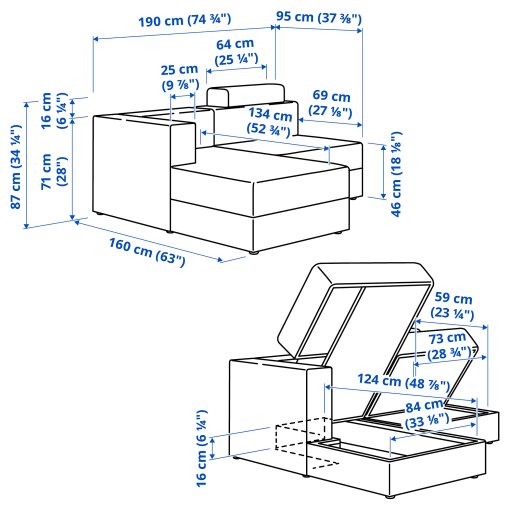 JÄTTEBO, 2,5-seat modular sofa with chaise longue/left with headrest, 794.900.91