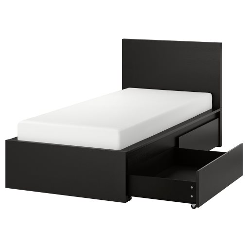 MALM, bed frame/high with 2 storage boxes, 90X200 cm, 794.949.75