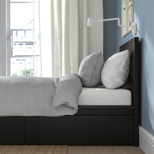 MALM, bed frame/high with 2 storage boxes, 90X200 cm, 794.949.75