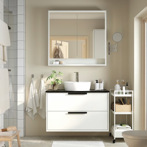 HAVBACK/TORNVIKEN, βάση νιπτήρα με συρτάρια/νιπτήρα/μπαταρία, 102x49x79 cm, 795.215.73