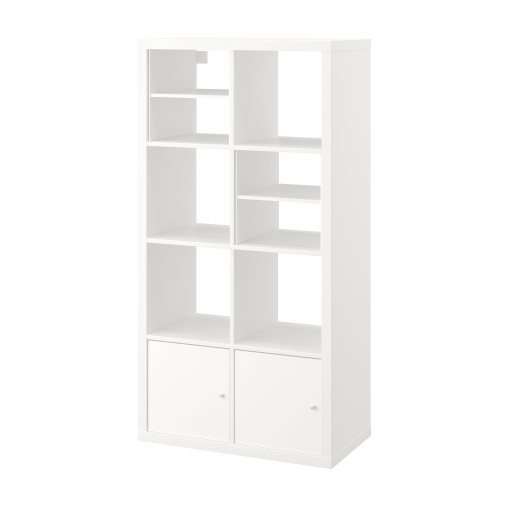 KALLAX, shelving unit with 2 doors/2 shelf inserts, 147x77 cm, 795.529.08