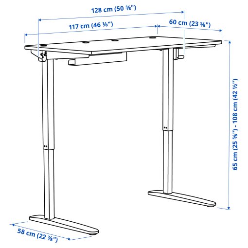 RELATERA, desk combination sit/stand, 117x60 cm, 795.557.61