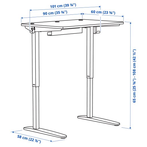 RELATERA, desk combination sit/stand, 90x60 cm, 795.558.03